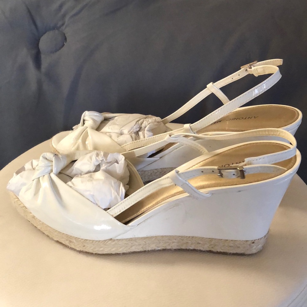 Never worn wedges white on white